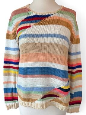 Richard Grand Cashmere Vibrant Multicolor Striped Knit Sweater